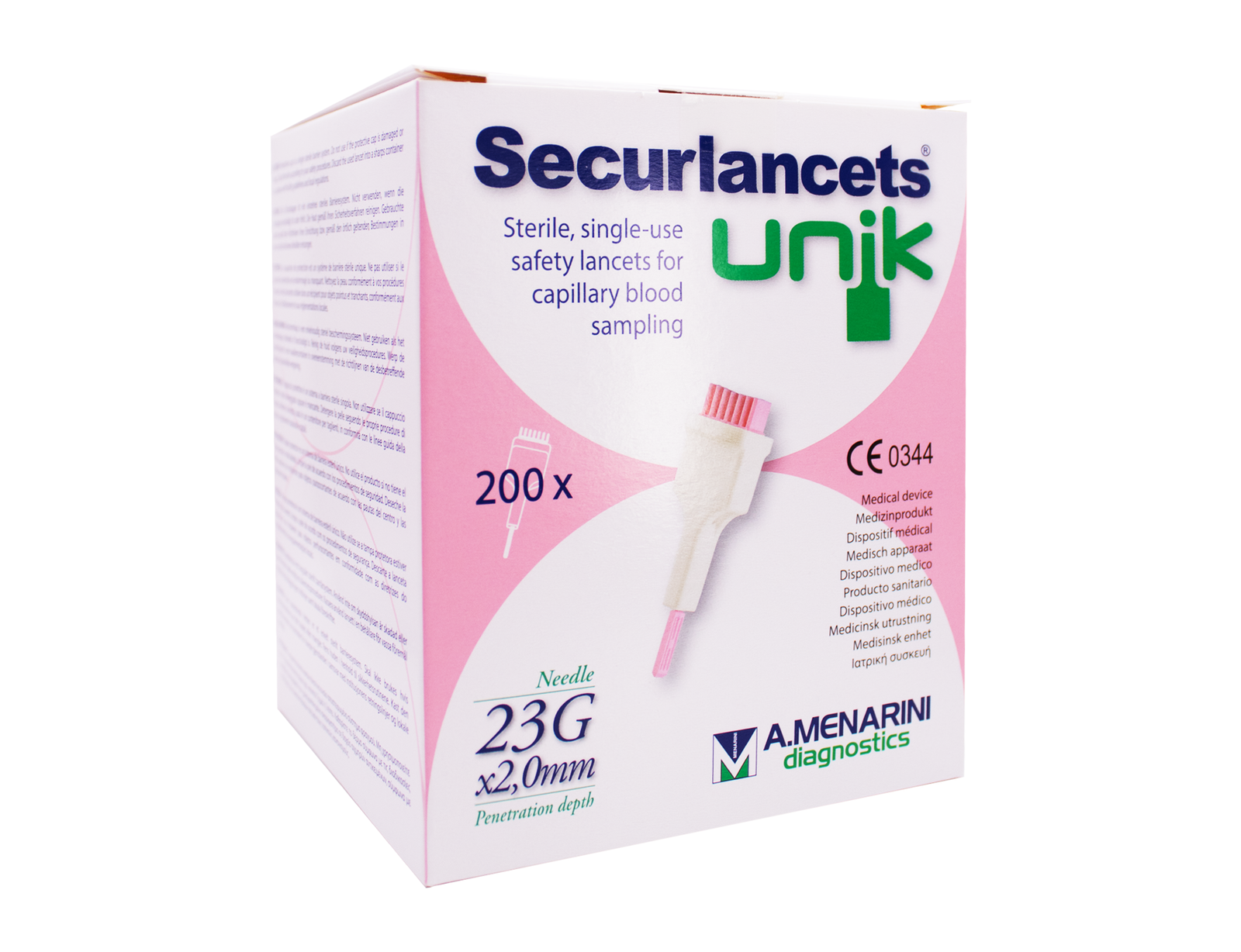 Securlancets unik 23G rosa 200 Lanzetten