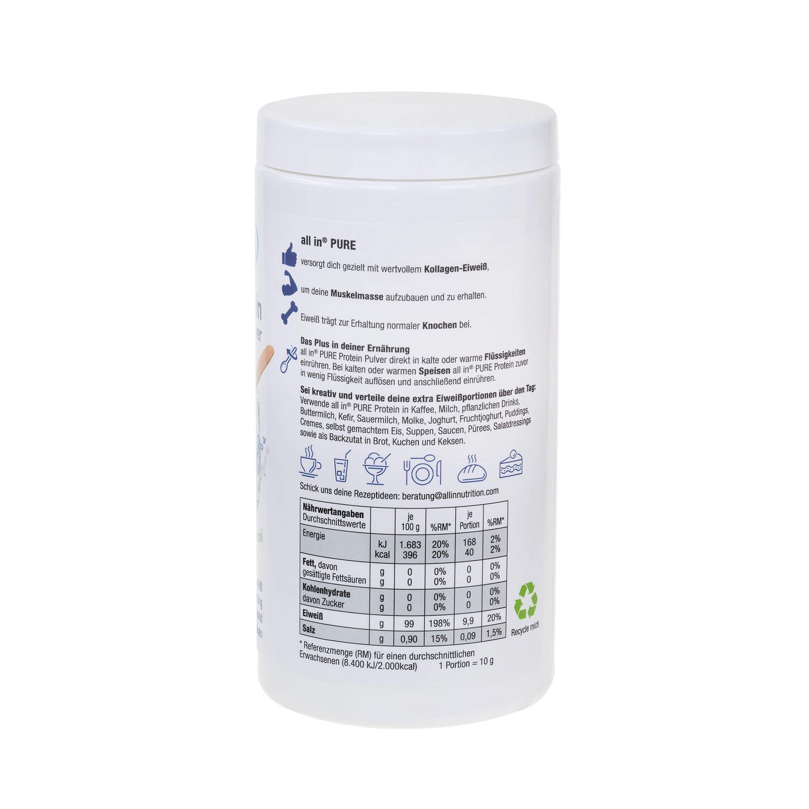 all in® PURE Protein Kollagen Pulver geschmacksneutral