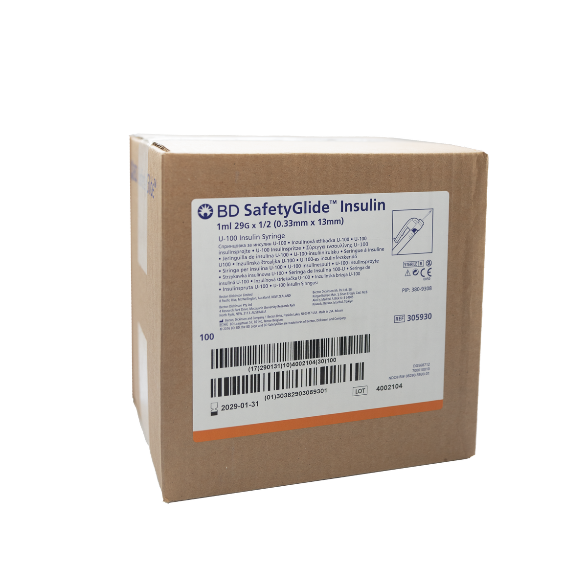 BD SafetyGlide™ Sicherheitsinsulinspritze U-100 29G 0.33x13mm 1 ml