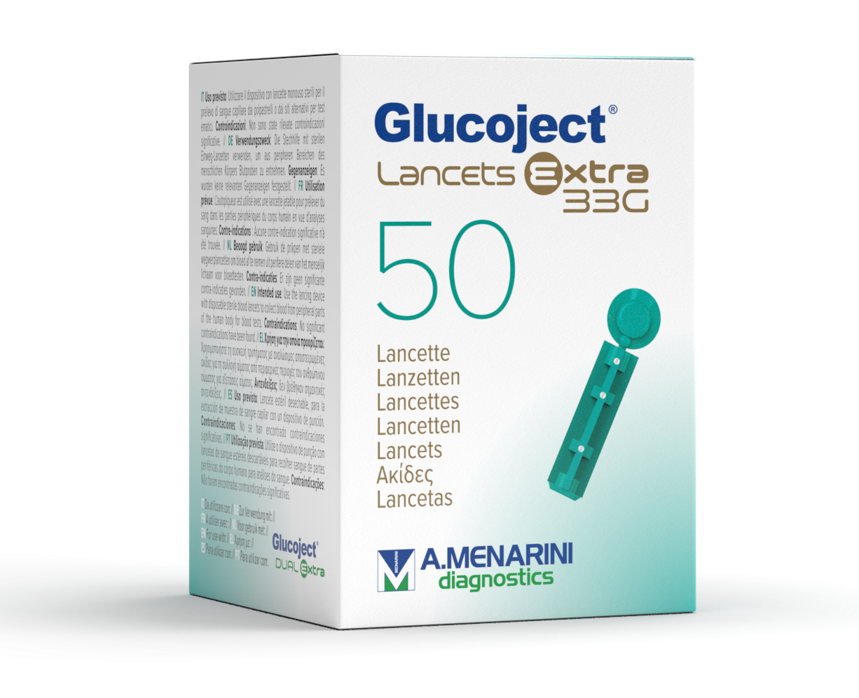 A. Menarini Glucoject Lancets EXTRA 33G, 50 Stk.