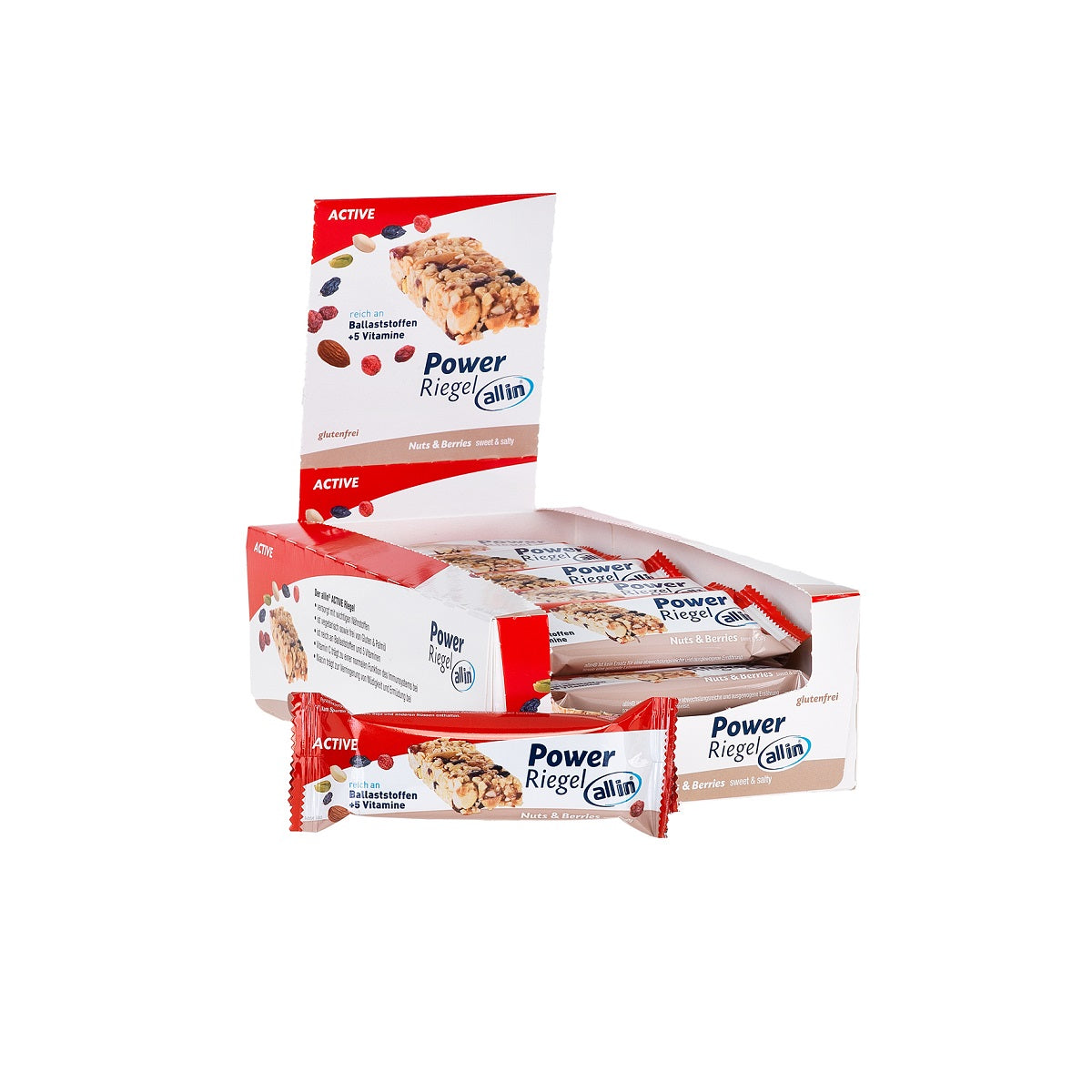 all in® ACTIVE Power Riegel Nuts &amp; Berries, sweet &amp; salty (24x30Gr.)