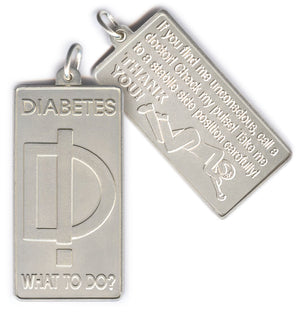 Diabetes emergency pendant massiv silver 925/000, 22 x 45mm English